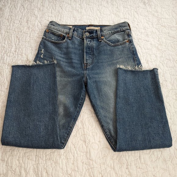Levi's Wedgie Straight Button Fly Jeans Two Minds Wash Sz 28 - Picture 4 of 12